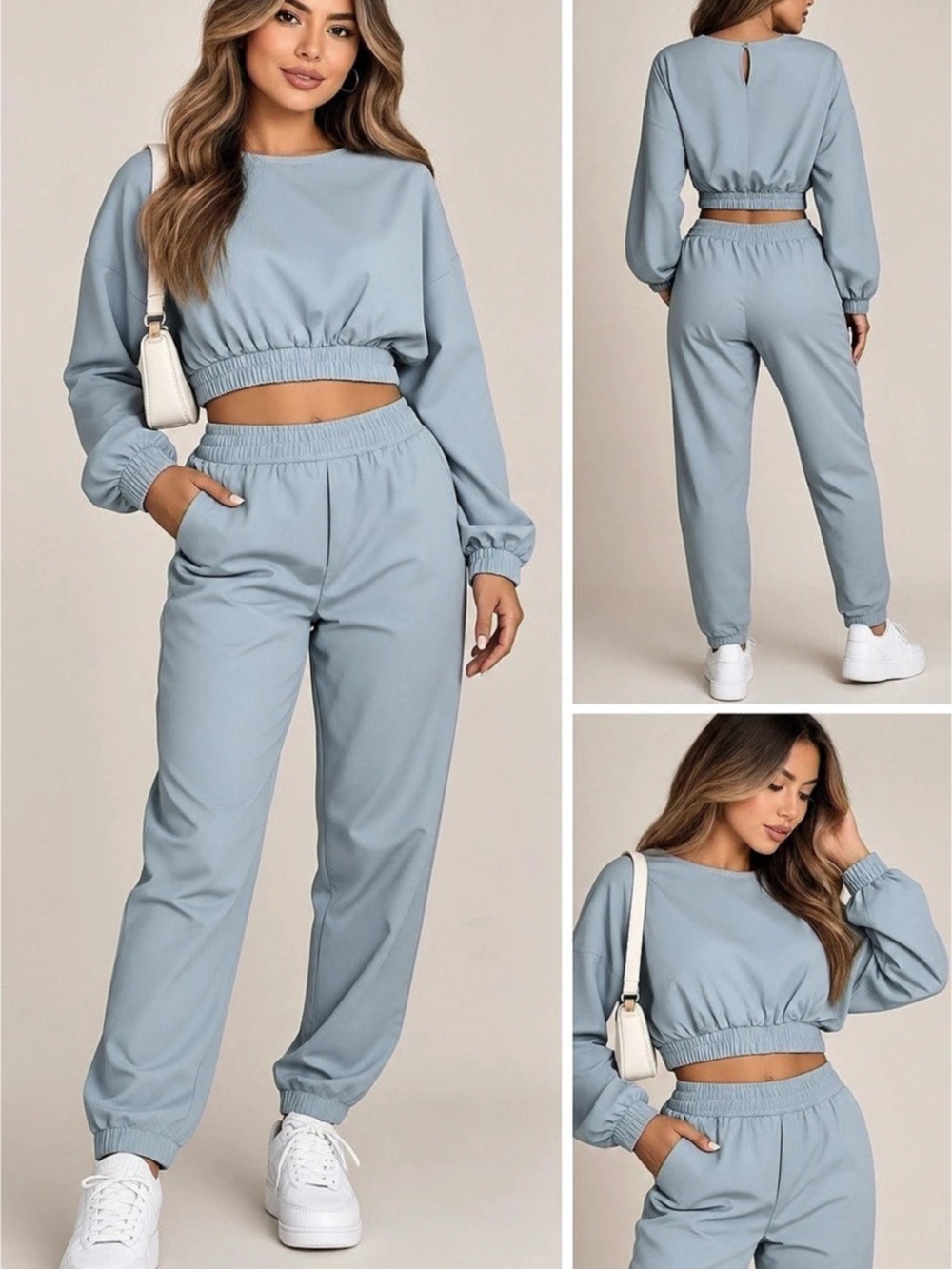 Zara Garment-Dyed Sweatshirt and Jogger Set Blue Medium